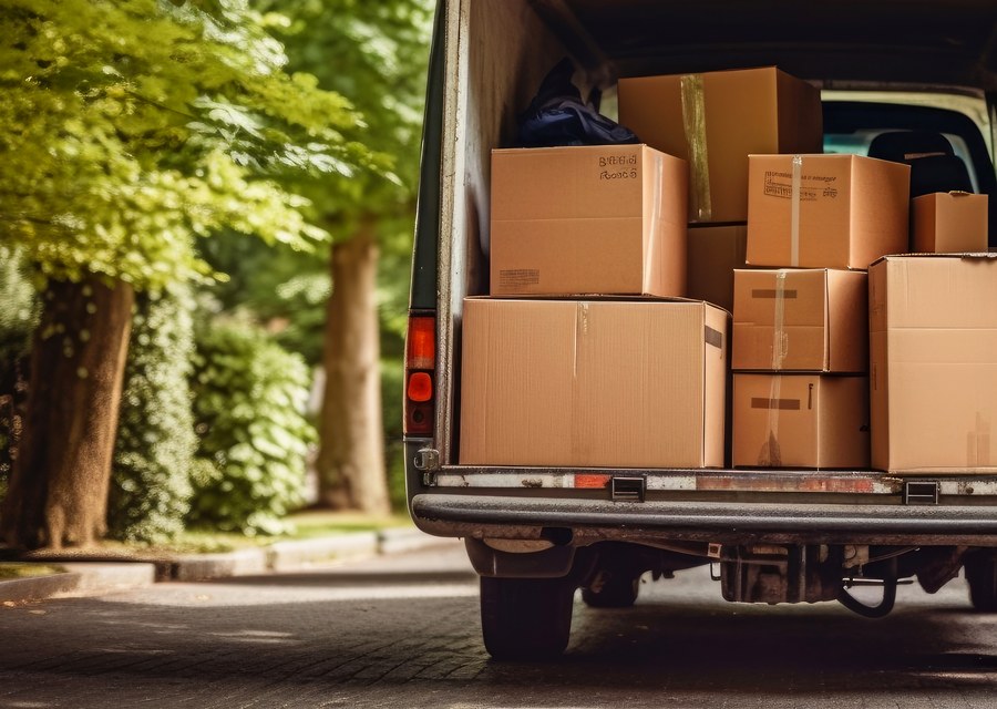 Packed moving truck ready for cross-country transport