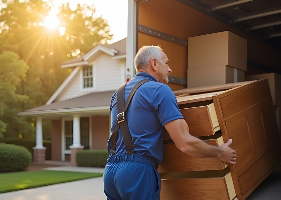 Packed moving truck ready for cross-country transport
