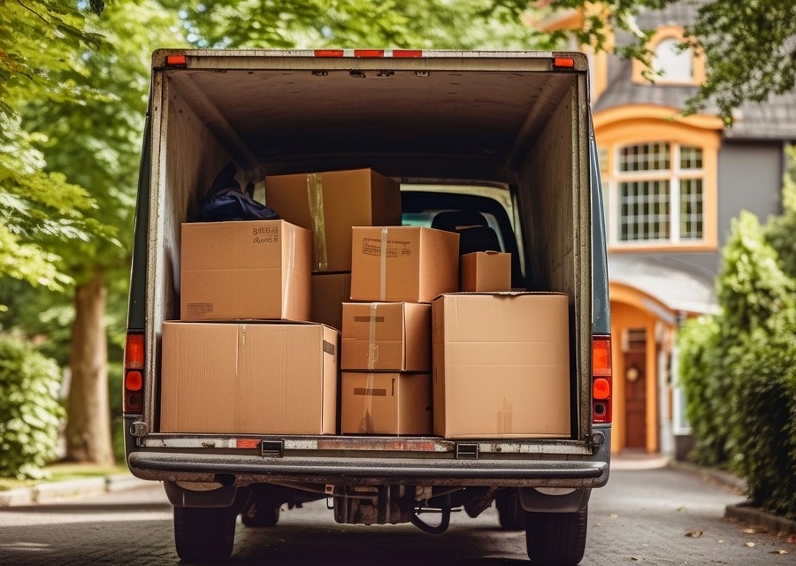 Packed moving truck ready for cross-country transport