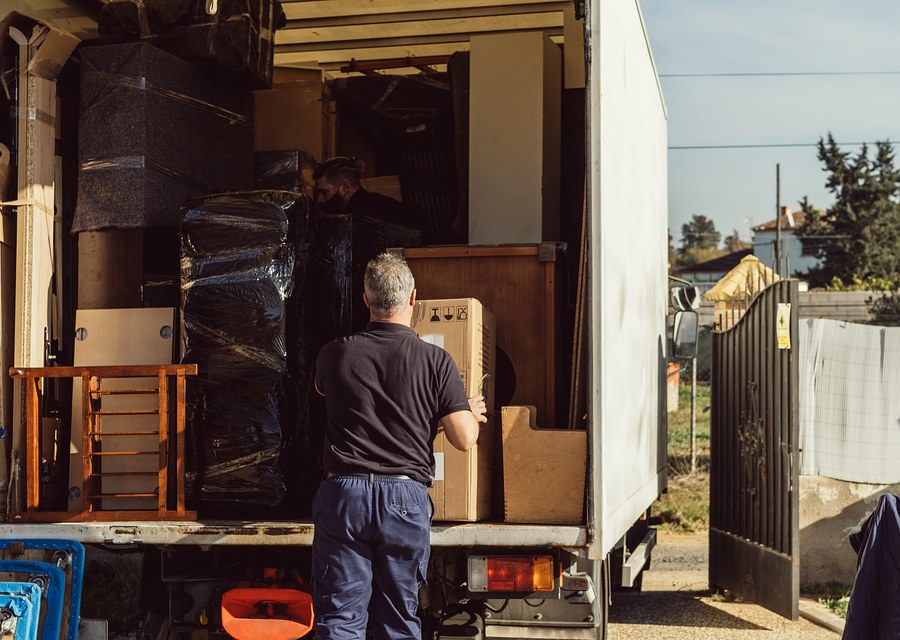 Packed moving truck ready for cross-country transport