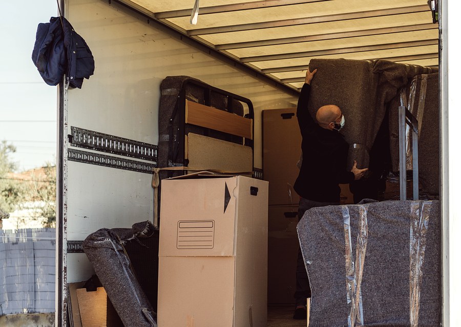 Packed moving truck ready for cross-country transport