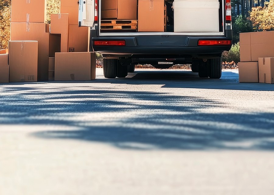 Packed moving truck ready for cross-country transport