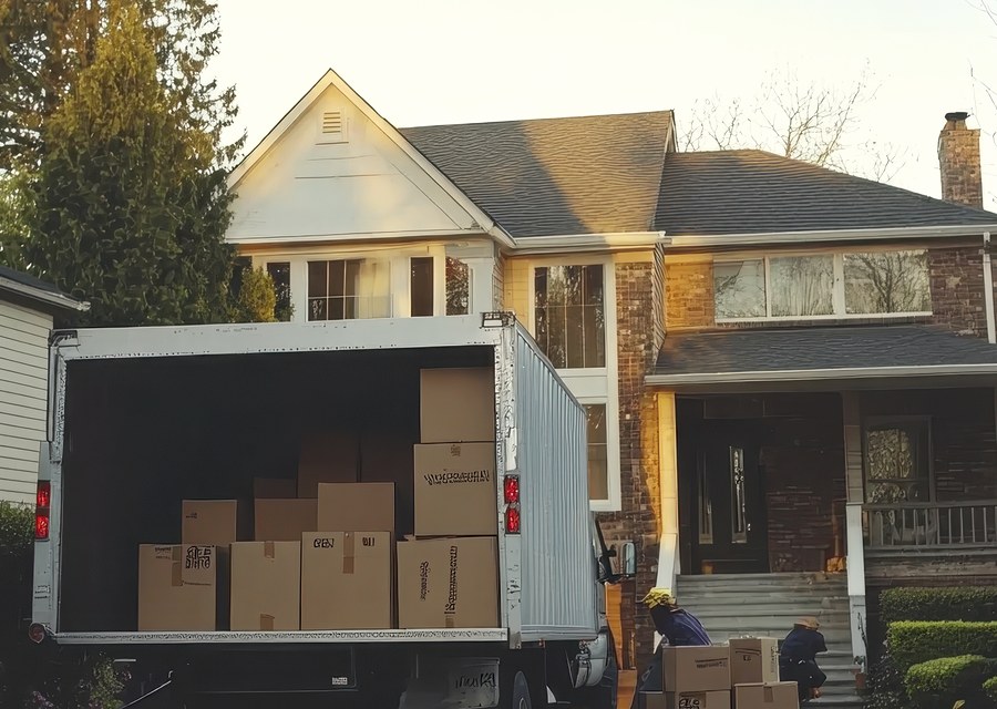Packed moving truck ready for cross-country transport