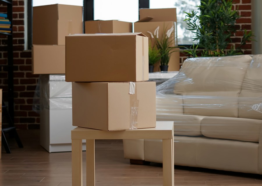 Packed moving truck ready for cross-country transport