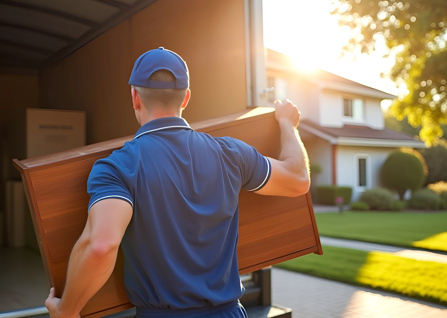 Packed moving truck ready for cross-country transport