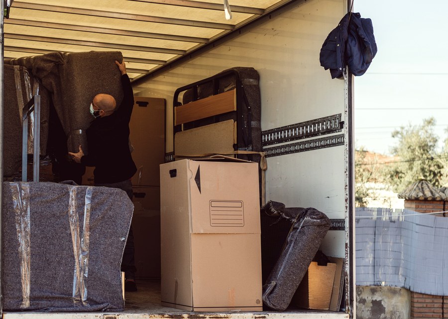 Packed moving truck ready for cross-country transport