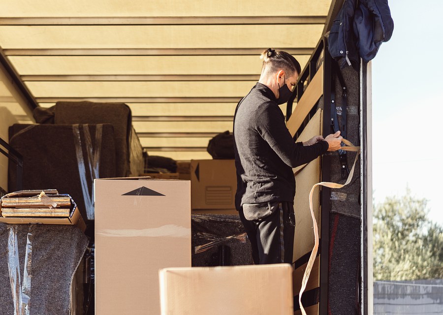 Packed moving truck ready for cross-country transport