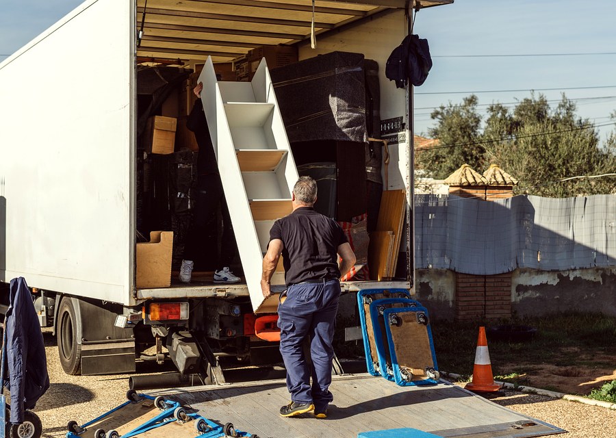 Packed moving truck ready for cross-country transport