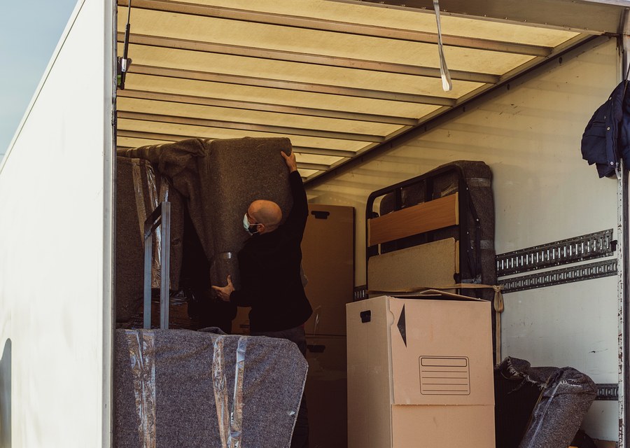 Packed moving truck ready for cross-country transport