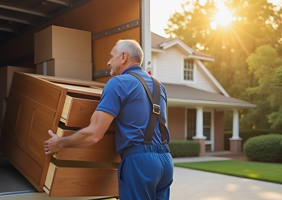 Packed moving truck ready for cross-country transport