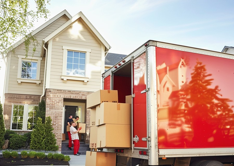 Packed moving truck ready for cross-country transport