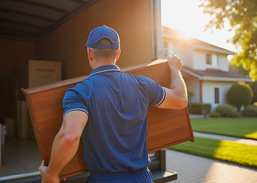 Packed moving truck ready for cross-country transport