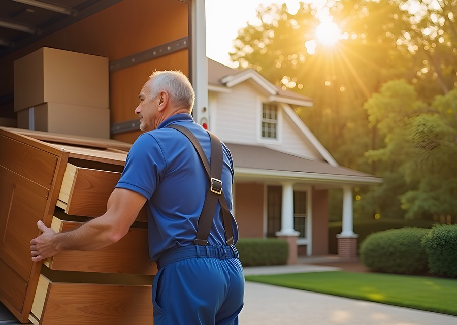 Packed moving truck ready for cross-country transport