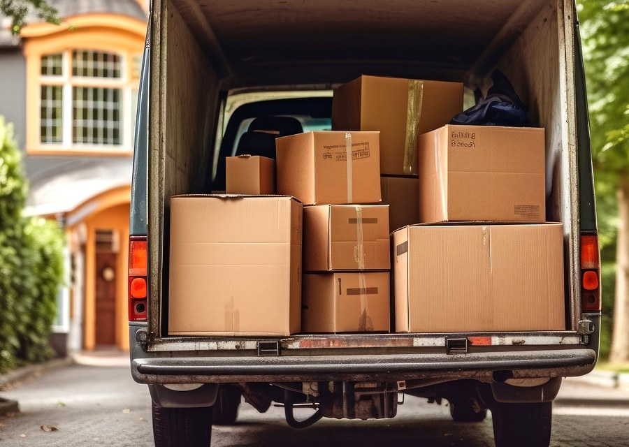 Packed moving truck ready for cross-country transport