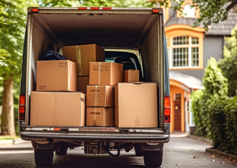 Packed moving truck ready for cross-country transport