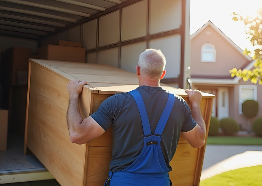 Packed moving truck ready for cross-country transport