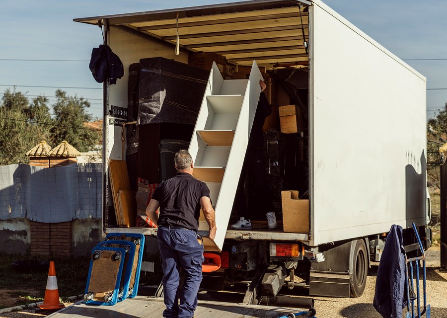 Packed moving truck ready for cross-country transport