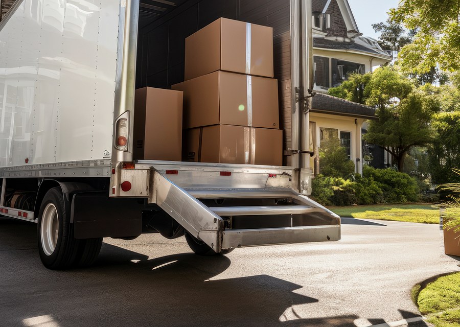 Packed moving truck ready for cross-country transport