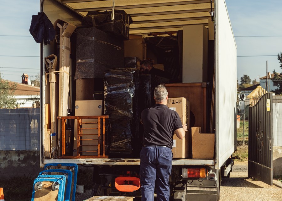 Packed moving truck ready for cross-country transport