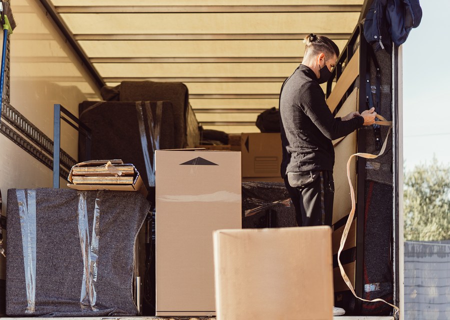 Packed moving truck ready for cross-country transport