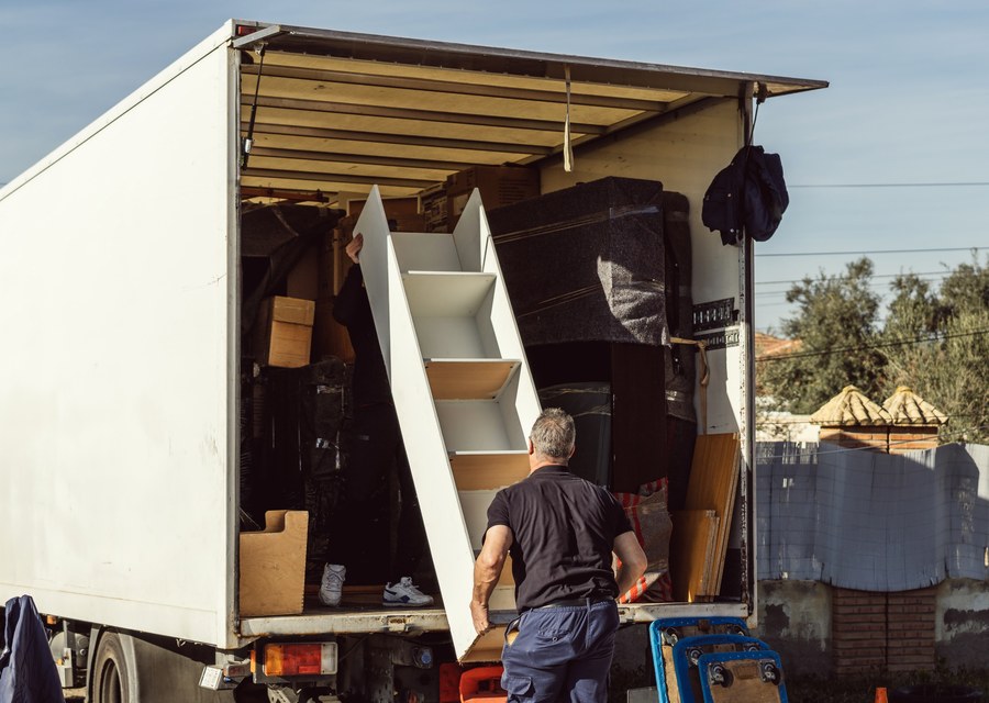 Packed moving truck ready for cross-country transport