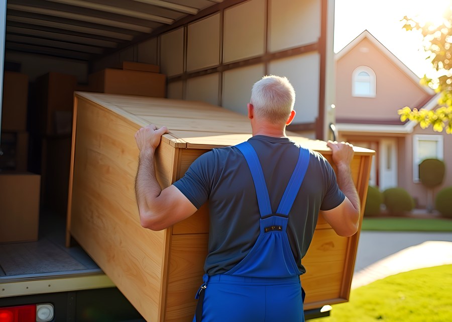 Packed moving truck ready for cross-country transport