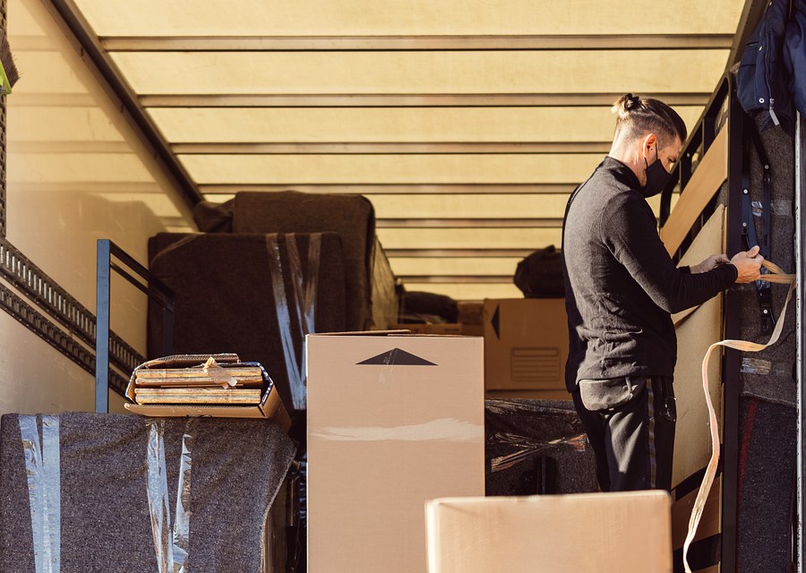 Packed moving truck ready for cross-country transport