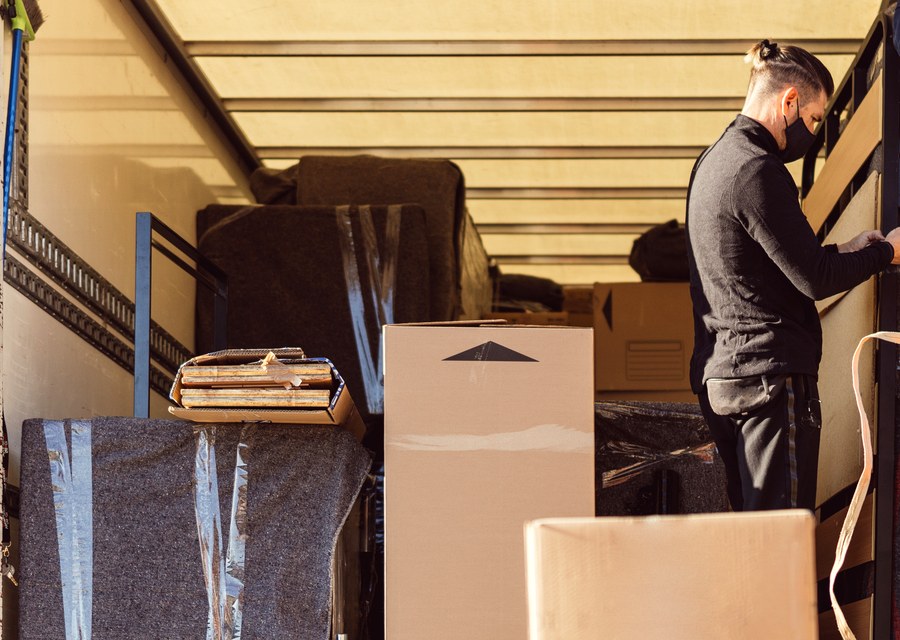Packed moving truck ready for cross-country transport