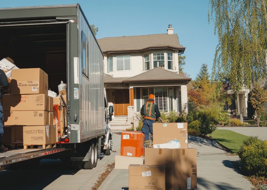 Packed moving truck ready for cross-country transport