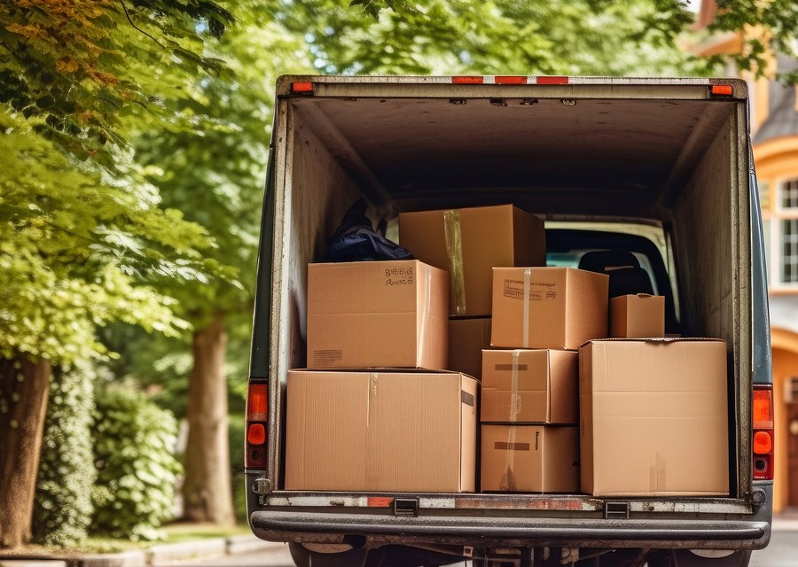 Packed moving truck ready for cross-country transport