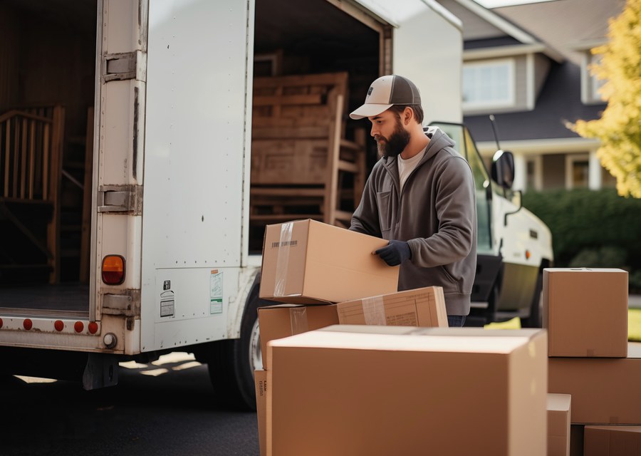 Packed moving truck ready for cross-country transport