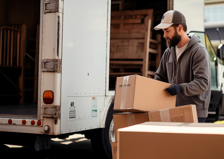 Packed moving truck ready for cross-country transport