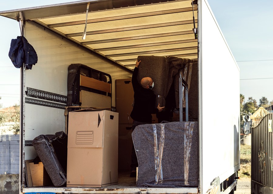 Packed moving truck ready for cross-country transport