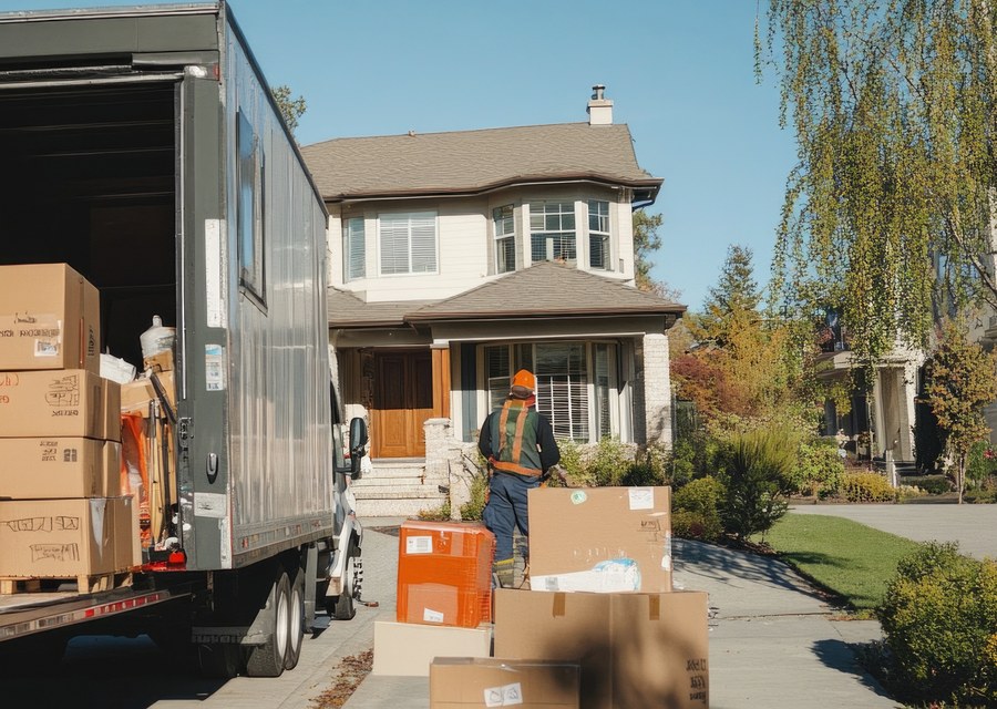 Packed moving truck ready for cross-country transport