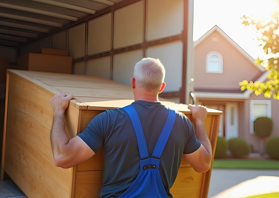 Packed moving truck ready for cross-country transport
