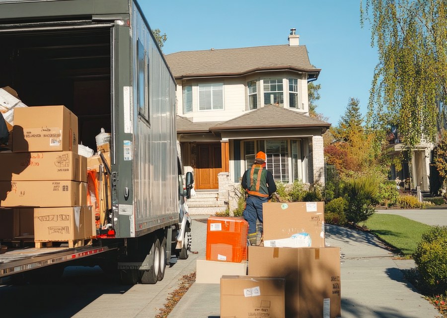 Packed moving truck ready for cross-country transport