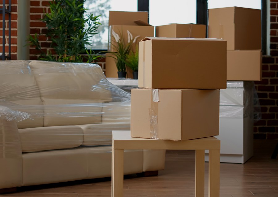 Packed moving truck ready for cross-country transport