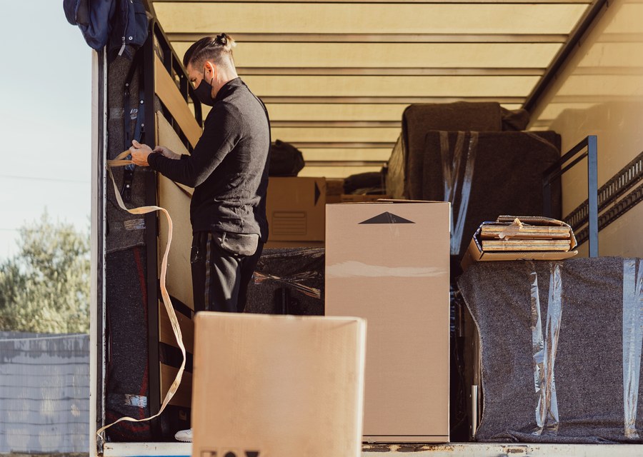 Packed moving truck ready for cross-country transport