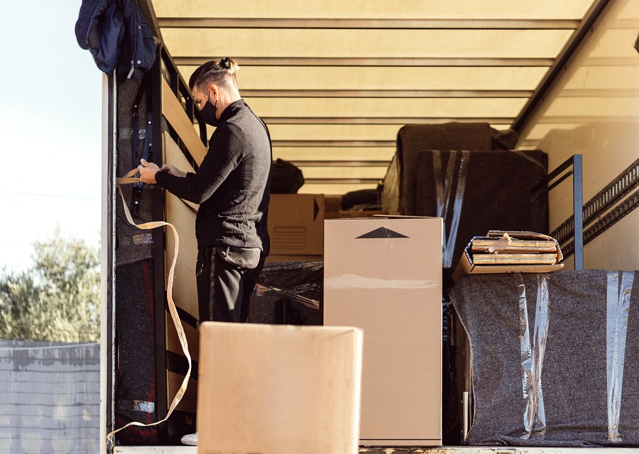 Packed moving truck ready for cross-country transport