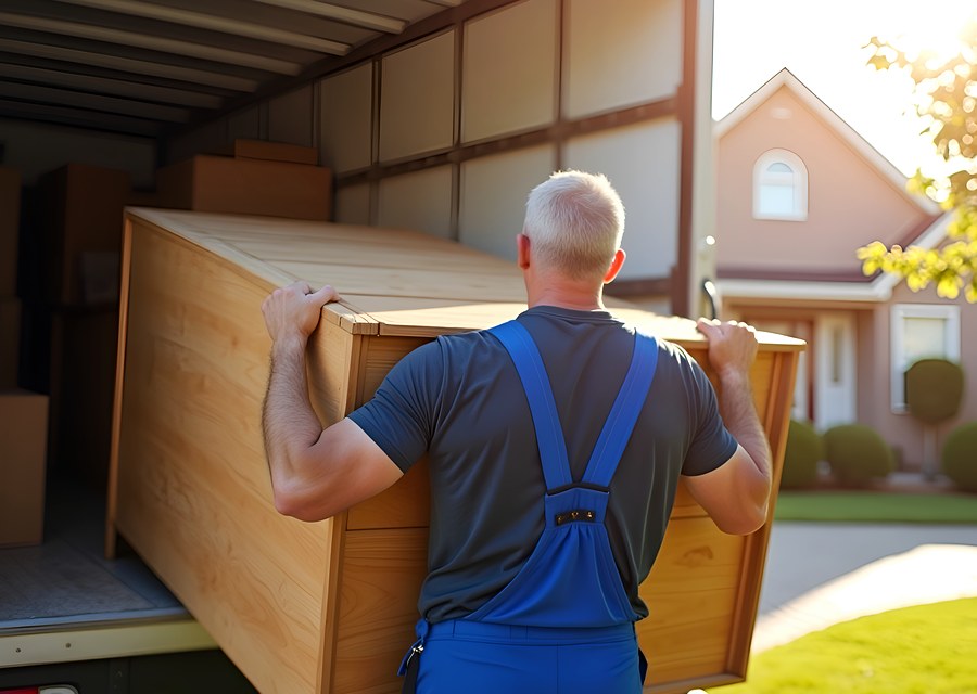 Packed moving truck ready for cross-country transport