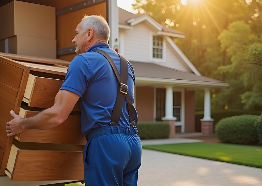 Packed moving truck ready for cross-country transport