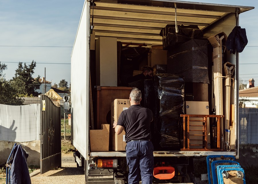 Packed moving truck ready for cross-country transport