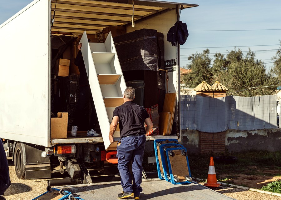 Packed moving truck ready for cross-country transport