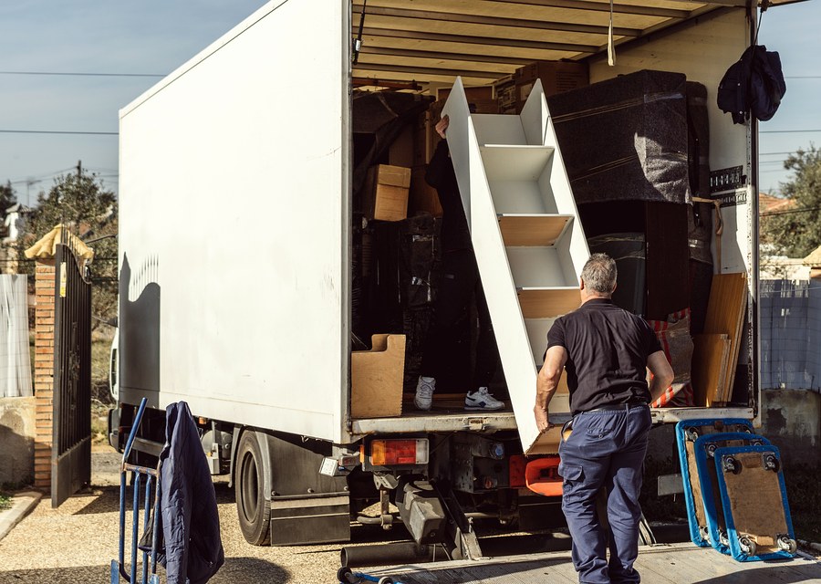 Packed moving truck ready for cross-country transport