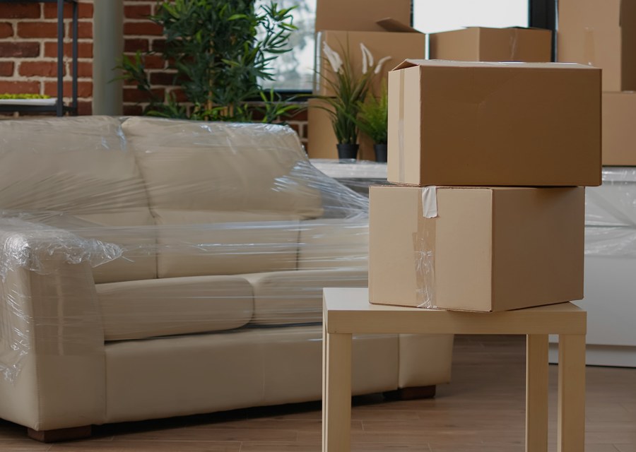 Packed moving truck ready for cross-country transport