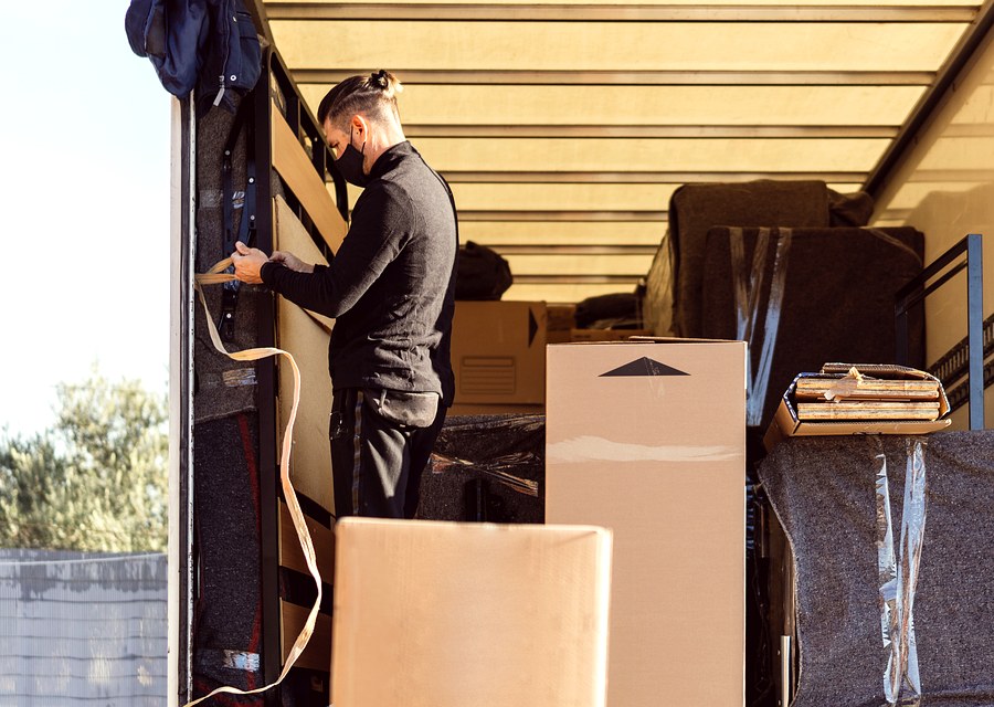Packed moving truck ready for cross-country transport