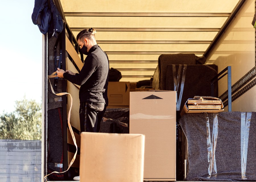 Packed moving truck ready for cross-country transport