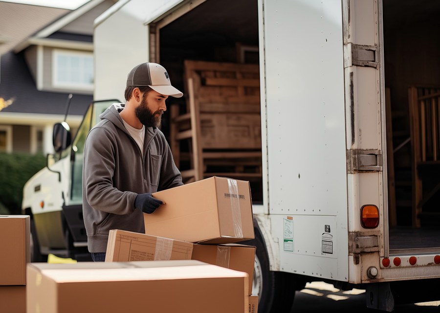 Packed moving truck ready for cross-country transport