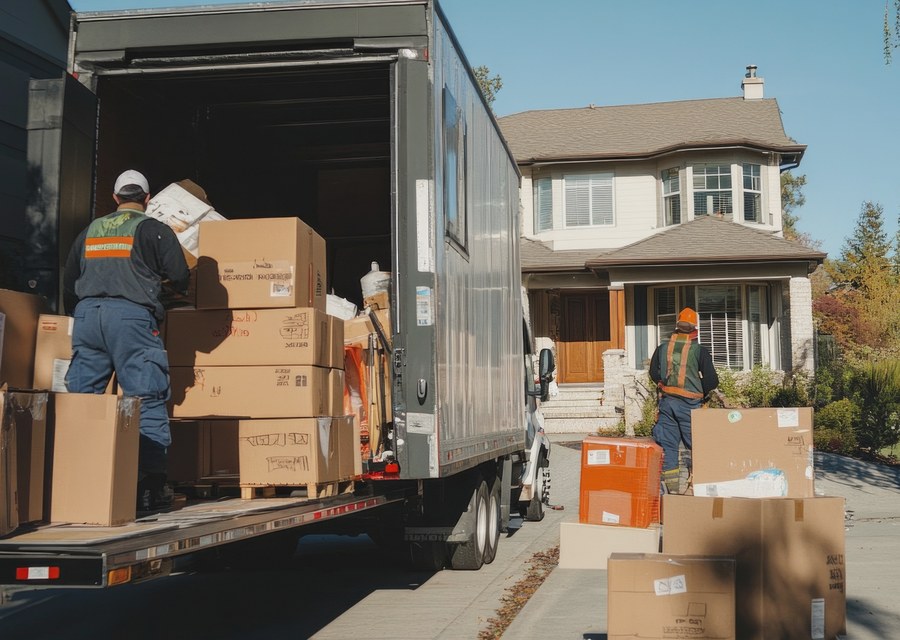 Packed moving truck ready for cross-country transport