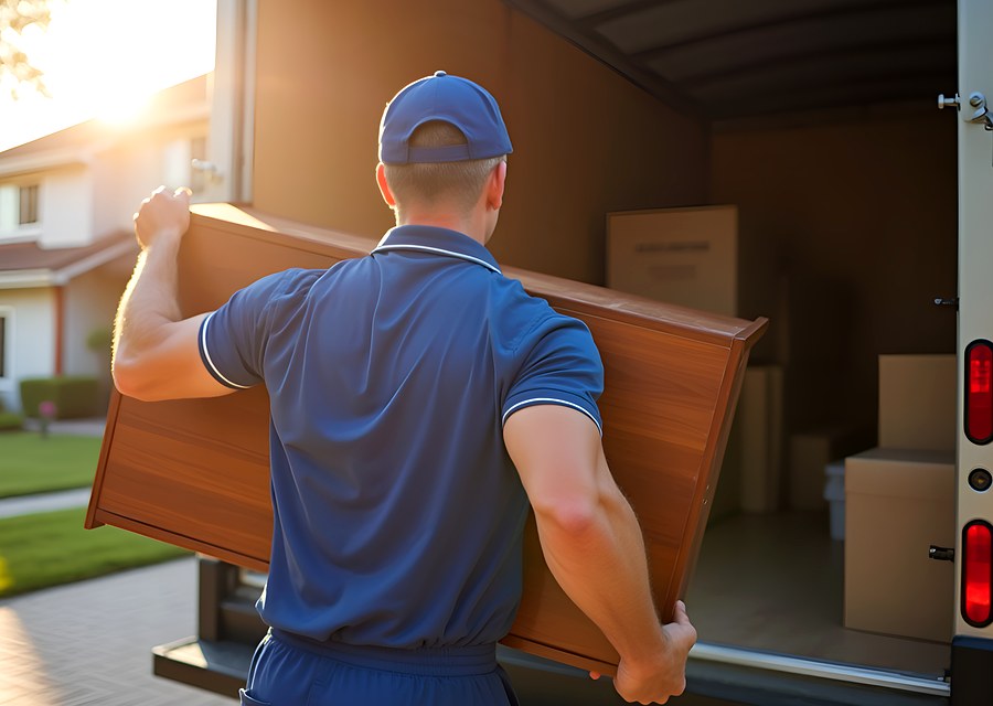 Packed moving truck ready for cross-country transport